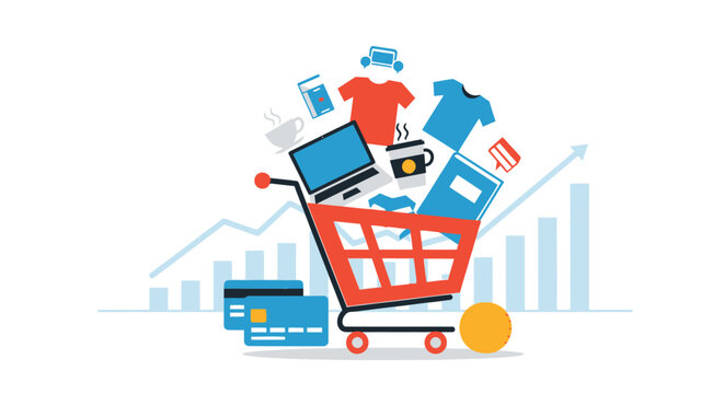 E-commerce shopping cart, online store, retail vector icon, shopping basket, payment