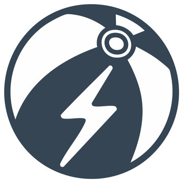 Lightning bolt on a beach ball icon simple vector graphic for summer energy