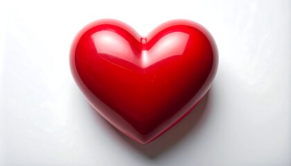 Obraz premium A shiny red heart on a white surface
