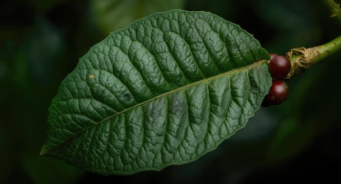 Special kopi luwak coffee with beans altered by civet digestion revealing unique leaf features
