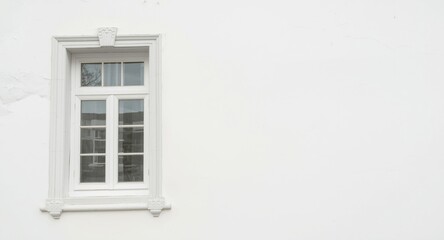 Fototapeta premium White window architecture detail on white flat wall
