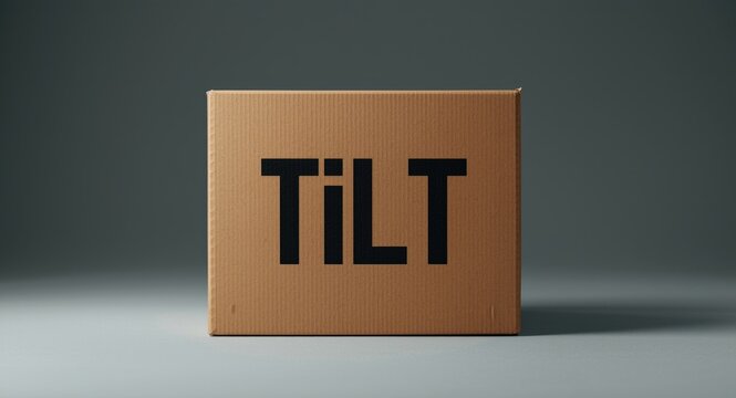 Tilt indicator on cardboard box highlighting cargo shift