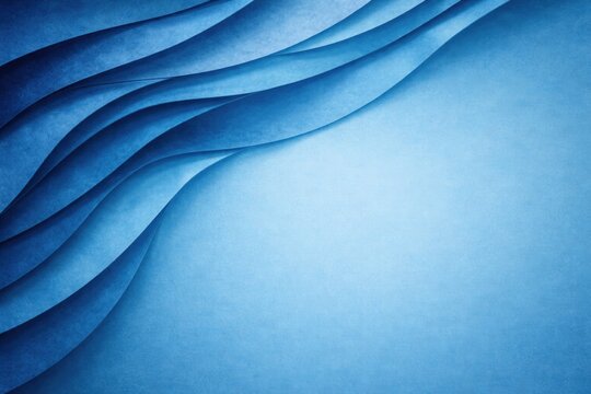 Textured blue wave background with layered folded paper and copy space for design projects