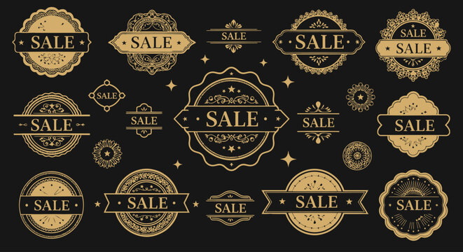 Golden Sale Discount Labels Collection.