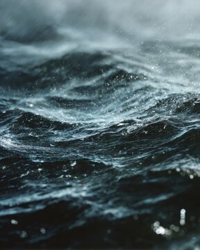 Rough Ocean Waves with Rain
