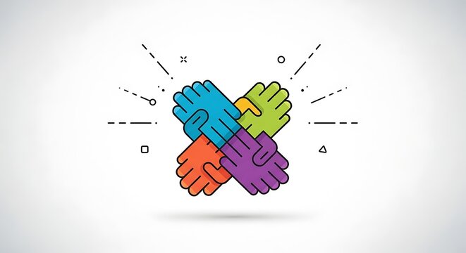 Diverse hands holding puzzle pieces together.