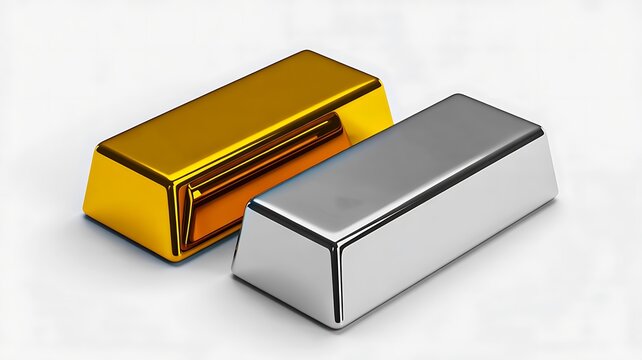 Gold and silver bullion bars representing wealth investment and precious metal assets concept