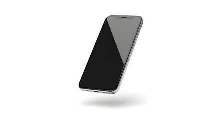 Naklejka premium Modern smartphone floating isolated on white, blank screen mockup