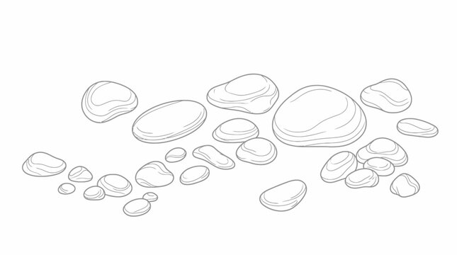 Collection of various sized smooth river rocks and pebbles.