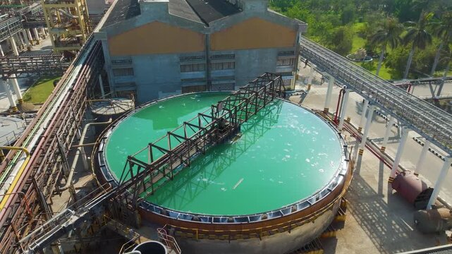Wastewater treatment plant in chemical factory industrial infrastructure
Aerial view of wastewater treatment facility in chemical plant India
Industrial wastewater treatment system in manufacturing pl