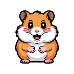 Fototapeta premium Cute hamster mascot illustration, pet adoption day poster, kids birthday party graphic, small animal club, cartoon character vector icon