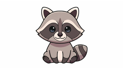 Cute Cartoon Raccoon Sitting Down 1. © aice