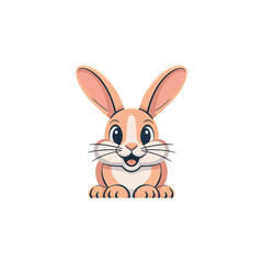 Fototapeta premium Cute bunny face icon, rabbit head cartoon, spring festival graphic, easter party sticker, kids craft, pastel vector illustration, design pack