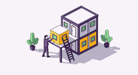 Obraz premium Modular Business Expansion and Growth Isometric Vector Illustration