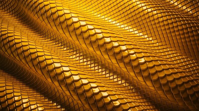 Golden snake skin texture with detailed scales pattern for luxury design background  