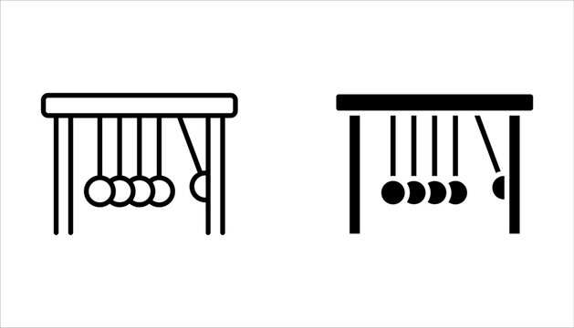 Newton cradle icon set on white background