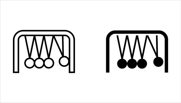 Newton cradle icon set on white background