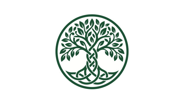 Elegant Green Celtic Tree of Life Symbol