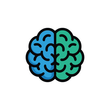 Color brain icon, neurology clinic poster, mental wellness program branding, therapy support session, emotional intelligence training vector illustration elements