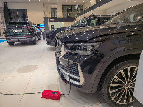 Moscow, February 15, 2026. The car showroom of the Chinese brand Gilly in Moscow has been rearranged, showcasing the new and most popular models of the brand. High quality photo