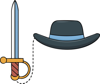 Traditional Argentine gaucho hat and facon knife on white vector illustration