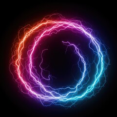Naklejka premium Abstract electrical energy field creating a swirling vibrant background. Dynamic colorful discharge lighting effect, space, texture, wallpaper