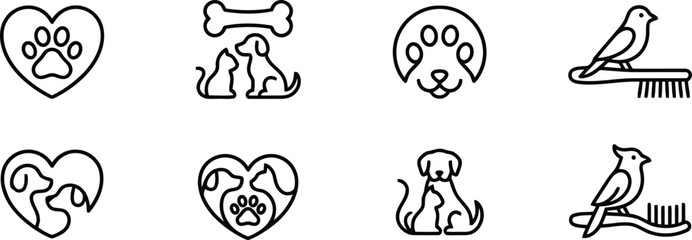 Obraz premium Set of pet care and animal icons