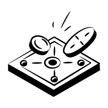 Hand drawn style icon of a carrom board