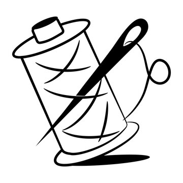 Hand drawn style icon of a thread spool
