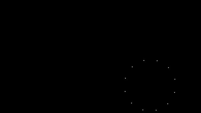 Shiny line burst fireworks animation with circular explosion shapes and glowing spark trails, dynamic motion graphics overlay on black screen background. 4K
