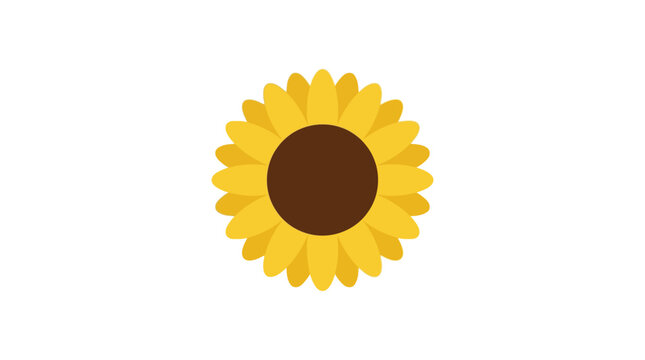 Bright yellow sunflower vector illustration in a minimalist flat design style, perfect for springtime and summer floral themes, representing growth and happiness
