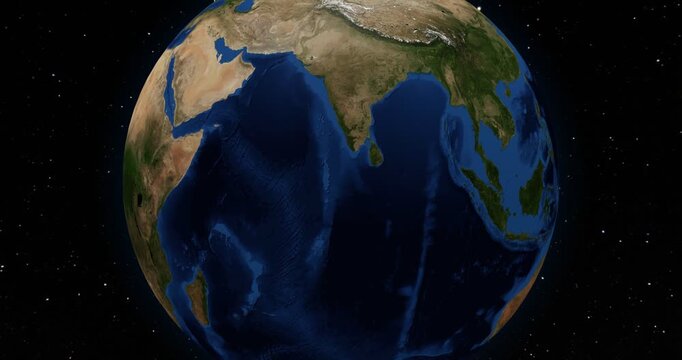Maldives on the Globe. Zoom into the country with the Earth spinning in space. High detail physical world map with Maldives on it. Country view animation. Elements of this image furnished by NASA.