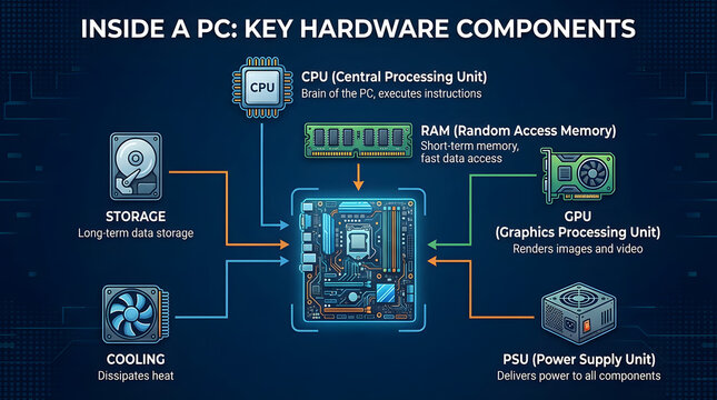 Diagram of Key Internal Computer Hardware Components