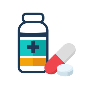 Medicine, pharmacy, capsule vector icon isolate on white background.