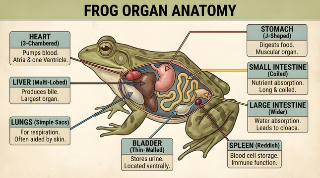 Detailed Diagram of Frog Internal Organ Anatomy