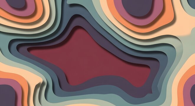 Vibrant abstract layered paper cut design with dynamic shapes