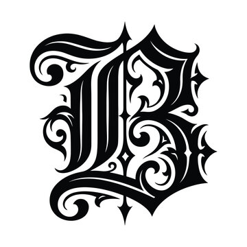  A bold blackletter (Gothic) monogram featuring a stylized capital letter B