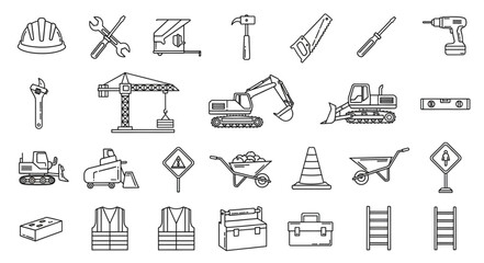 Fototapeta premium Construction tools and equipment illustration, a comprehensive collection of various instruments.