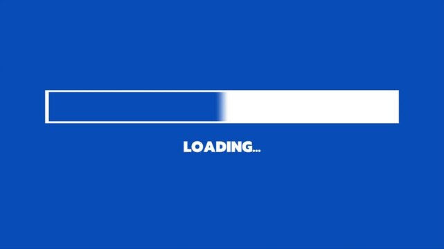 White progress bar indicator on solid blue screen background