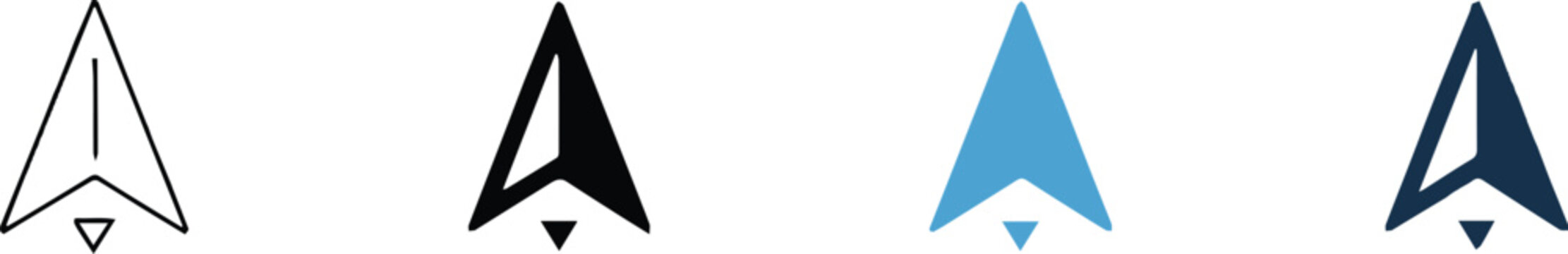 compass navigation icon set north arrow variations vector