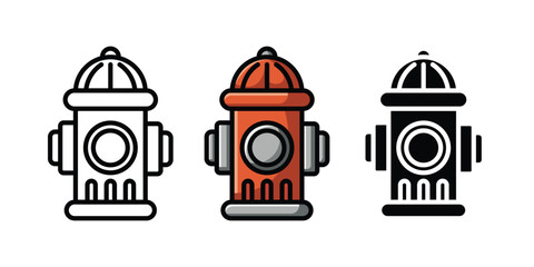 Obraz premium Simple Fire Hydrant icon set