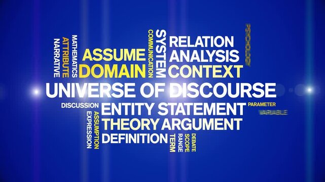 Universe of Discourse animated word cloud-text design animation tag kinetic typography seamless loop.