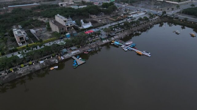 Aerial View of Bathinda Lake Boating Point.