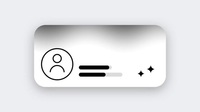 A minimalist user profile interface card featuring a person icon with horizontal menu lines and a sparkle icon for enhanced actions