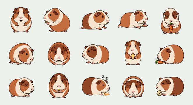 Cute brown and white guinea pigs.