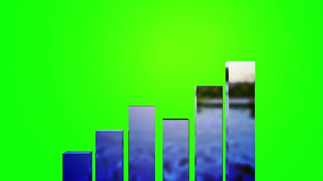 3D Transparent glass infographic diagram animation, glass morphism 3D animation, abstract diagram and UI elements, with green screen background 4k size motion background animation.