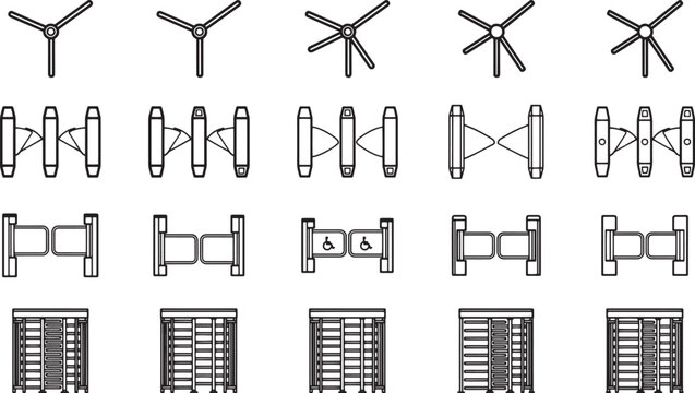 A comprehensive collection of schematic diagrams showcasing various abstract technical mechanisms, each meticulously crafted to highlight form and function.