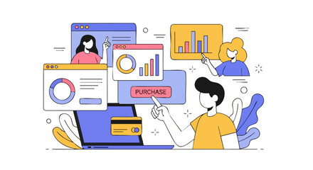Fototapeta premium Online Payment and E-commerce Data Analytics Illustration