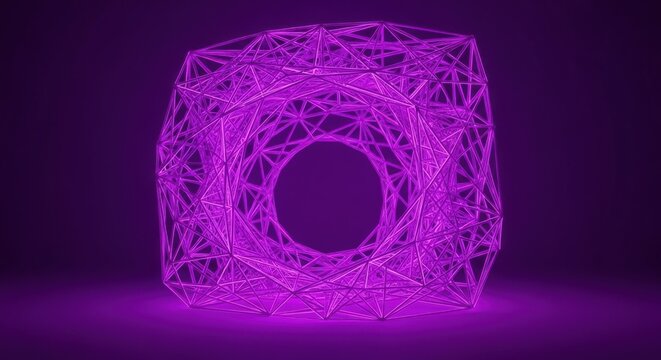 Intricate Geometric Structure in Vibrant Purple Illumination
