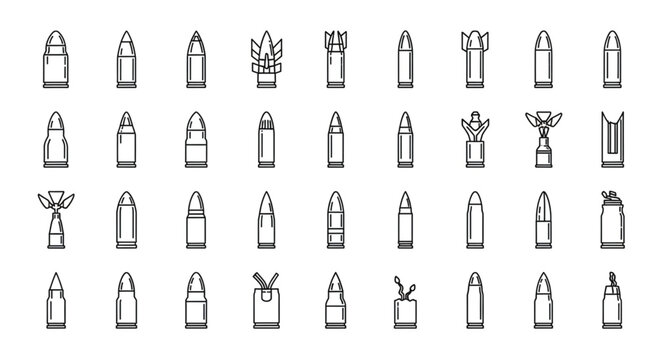 Collection of various bullet types and shapes, a visual representation.